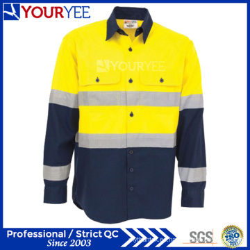 Camisas de trabajo a medida con cinta reflectante de ventilación trasera (YWS119)